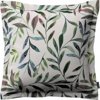 Povlak na polštářek Povlak na polštář 45x45 zelené větvičky na bílém pozadí