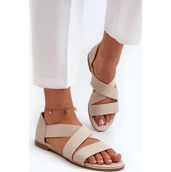 Dámské sandále EVENTO Kožené Sandály Se Stahovací šňůrkou - Apulia Barva: Béžová, Velikost: 37