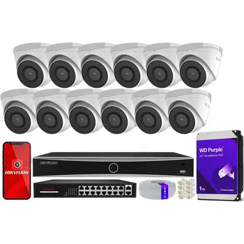 Bezpečnostní kamera IP monitorovací systém: 12 kamer 5MPx venkovních + DS-7616NXI-K2 + 16portový PoE switch