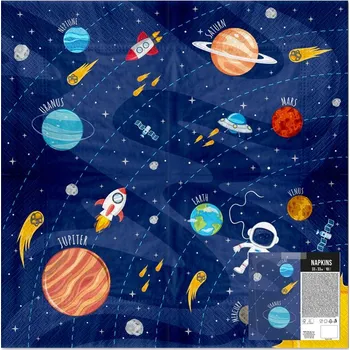Papírový ubrousek Ubrousky KOSMOS pro malého astronauta 10 Ks na narozeninové oslavy 33x33 cm