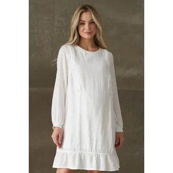 Těhotenské šaty Take maternity Těhotenské a kojící šaty z mušelínu 3v1 Barbie bílé dlouhý rukáv Velikost: M