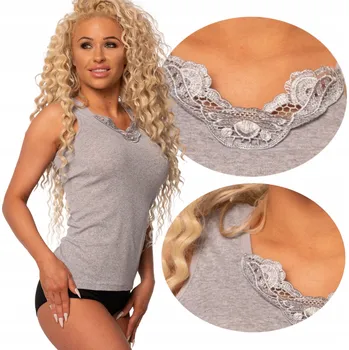 Dámská halenka TRIČKO NA RAMÍNKA TOP Dámská bavlněná krajková halenka Basic 5XL