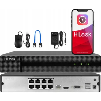 IP kamera REKORDÉR PRO MONITOROVÁNÍ IP POE 8 KAMER HIKVISION HILOOK NVR-8CH-4MP/8P