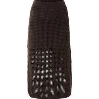 Dámská sukně esmara® Dámská ažurová midi sukně, střih zdůrazňující postavu (hnědá, M(40/42))