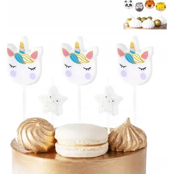 Dortová svíčka NAROZENINOVÉ SVÍČKY JEDNOROŽEC PRO DÍVKU NA OSLAVU NAROZENIN 5 KS