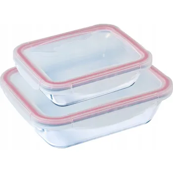Dóza na potraviny Sada 2 skleněných vzduchotěsných dóz COOK&CLICK Pyrex 1,9 L + 0,8 L