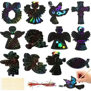 36 obrázků andělů se škrábáním pro děti