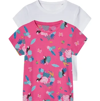 Dívčí triko Prasátko Peppa, 2 kusy (Peppa Wutz / růžová / bílá, 86/92)