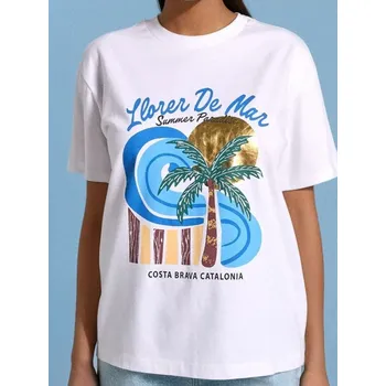 Sinsay - Tričko s letním potiskem - bílá - YP411-00X - YP411-00X-XXS