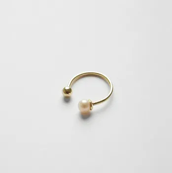 Prsten Gold Plated Pearl prstýnek Velikost (obvod v mm): 47 - 49 mm