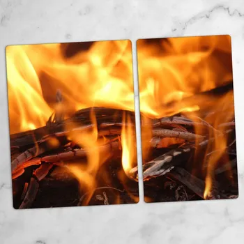 Kuchyňské prkénko Ozdobné Skleněné Kuchyňské Desky na Krájení s Grafikou Ohniště 40x52 a 30x52