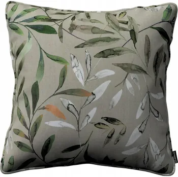 Polštář Povlak na polštář 45x45 zelené větvičky na šedém pozadí