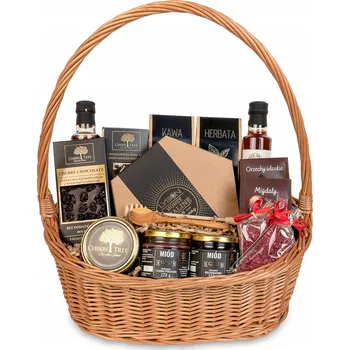 Dárkový potravinový koš Dárkový koš lanýž s medem – sada čaj a prémiových delikates