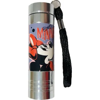 Svítilna EUROSWAN Dětská hliníková LED baterka Minnie stříbrná Hliník, Plast, 9x2,5 cm