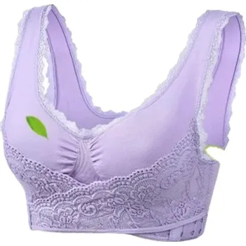 Podprsenka Dámská pohodlná push up podprsenka s krajkovým křížením Barva: Fialová, Velikost: XXXL