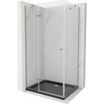 Mexen Roma sprchový kout otevírací 120 x 90 cm, transparentní, zlatý + vanička Flat, černý - 854-120-090-50-00-4070G Sprchové kouty s vaničkou