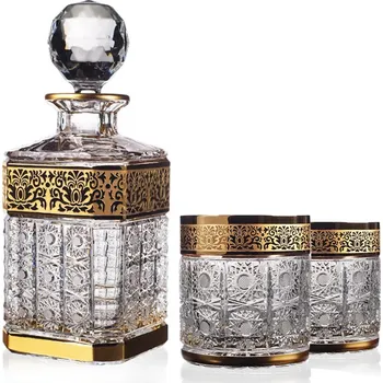 Bohemia Crystal Ručně broušený whisky set Romantic Horizont (1 karafa + 2 sklenice)