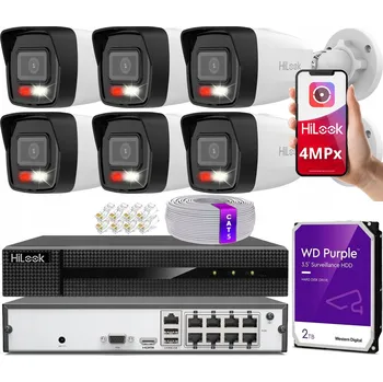 Bezpečnostní kamera SADA MONITORINGU 6 VENKOVNÍCH KAMER IP POE AI HIKVISION HILOOK 4MPx 2TB
