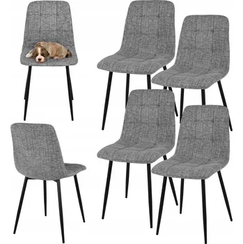 Židle HowHomely látka šedá 4 ks