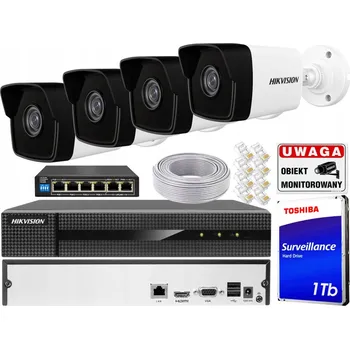 Bezpečnostní kamera HIKVISION IP PoE Monitorovací Set: 4 Kamery, 4Mpx