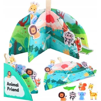 Hračka pro nejmenší Látková knížka pro miminka Zvířátka na suchý zip Barevná Šustící