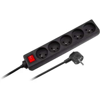 Napájecí kabel Prodlužovací Kabel přívod s lištou Rebel 5 m, 5 ks, černý
