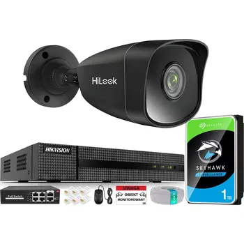 Bezpečnostní kamera IP Monitorovací Sada 1 Kamera 2K 5Mpx PoE + 4kanálový Záznamník + 1TB Disk + Aplikace