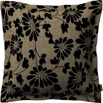 Povlak na polštářek Povlak na polštář 45x45 černé květy na béžovém pozadí