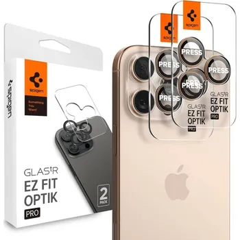 Pouzdro na mobilní telefon Ochrana fotoaparátu Spigen Optik Pro Glas.Tr Ez Fit 2 ks pro iPhone 16 Pro/Pro Max