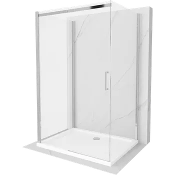 Mexen Omega-3S sprchový kout 3-stěnný, posuvný 140x90 cm, transparent, chrom + vanička Flat - 825-140-090-01-00-3s-4010 Sprchové kouty s vaničkou