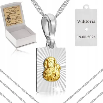 Řetízek STŘÍBRNÝ ŘETÍZEK ZLACENÝ 925, DÁREK PRO DÍVKU K PRVNÍMU PŘIJÍMÁNÍ