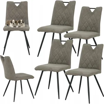 Jídelní židle Sada 4 čalouněných židlí JIŘINA Tmavě béžové do obývacího pokoje, jídelny nebo loftu