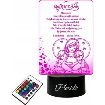 Lampička LAMPKA na SKLE LED 3D Gravírovaná ke Dni matek Přání + DÁLKOVÝ OVLADAČ 16 BAREV