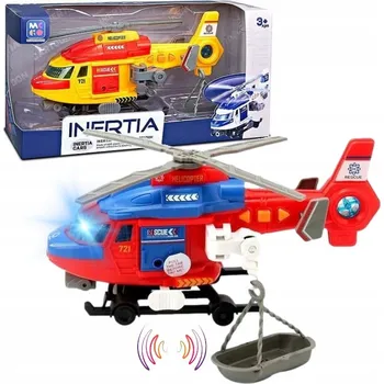 autíčko BAREVNÝ HELIKOPTÉRA NA BATERIE SVĚTLO ZVUK HASIČSKÝ