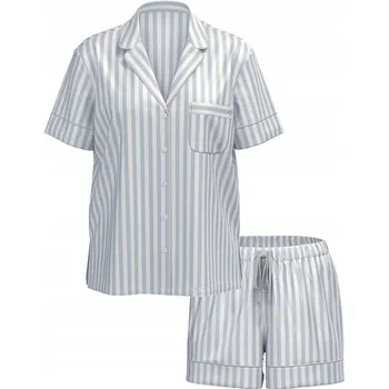 Dámské pyžamo Krátké saténové pyžamo Victoria's Secret bílo-modré proužky S (M)