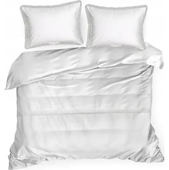 Povlečení Saténová Sada povlečení 100% bavlna s výšivkou Eurofirany 220x200 bílá