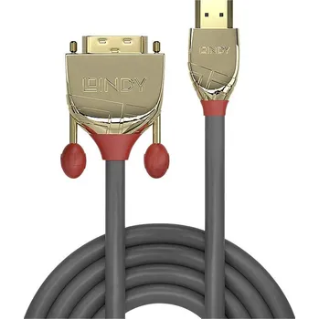 Audio kabel LINDY HDMI / DVI kabelový adaptér Zástrčka HDMI-A, DVI-D 18 plus 1 pól Zástrčka 2.00 m šedá 36195 HDMI kabel
