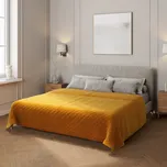 Přehoz na postel Dekoria velur 260 cm x 210 cm žlutý