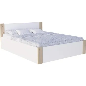 Postel Manželská postel 140x200 cm se zdvižným kovovým roštem BOSTON BÍLÁ - BOROVICE