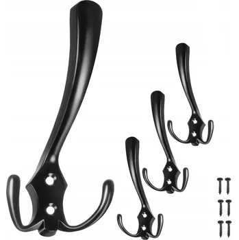 Věšák SADA 4x KOVOVÝ VĚŠÁK HÁČEK NÁBYTKOVÝ NA ZEĎ NA OBLEČENÍ BUNDY