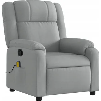 Křeslo Rozkládací masážní křeslo světle šedé, potažené látkou