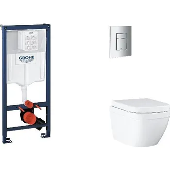 Klozet Grohe Rapid SL - Set předstěnové instalace, klozetu, sedátka SoftClose a tlačítka Skate Cosmopolitan, Triple Vortex, chrom SANI11BB2116