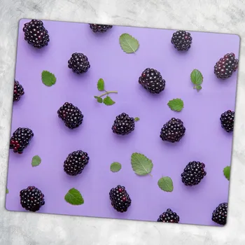 Kuchyňské prkénko Tvrzené Skleněné Prkénko do Kuchyně s Dekorativním Grafickým Motivem Lesní Plody 60x52