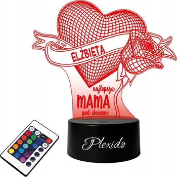 Lampička LAMPA NA SKLENĚ Srdce Dárek Svátek Matek 3D LED RGB + DÁLKOVÝ OVLADAČ 16 BAREV