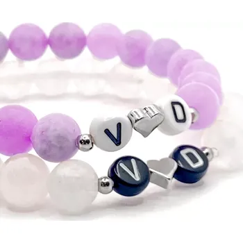 Náramek Minerální náramky pro páry s iniciály - Wave