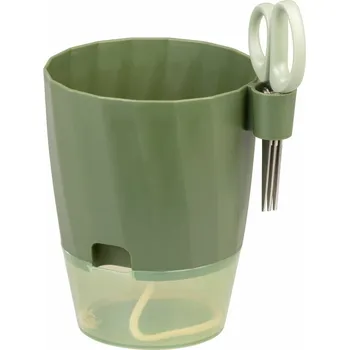 Květináč Strend Pro květináč s nůžkami, barva zelená, 15,5x12,5x16 cm