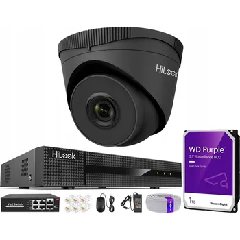 Bezpečnostní kamera IP Monitorovací Set 1 Kamera Černá 5Mpx Rekordér pro Kroucenou Dvoulinku Disk 1TB