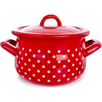 Hrnec Smaltovaný ocelový Hrnec s poklicí na vaření, tradiční, 16 cm, 2,3 l