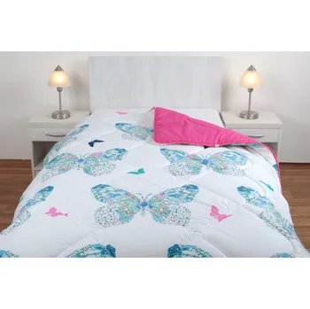 přikrývka Celoroční přikrývka (deka) z dutého vlákna 1630 g - motýl mozaika/růžový