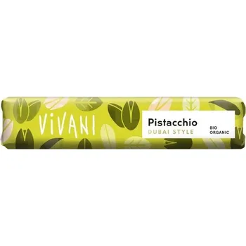 Čokoládová tyčinka VIVANI Bio mléčná čokoládová tyčinka Pistacchio Dubai Style 40 g